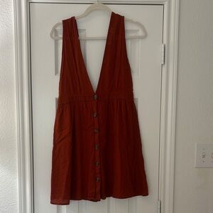 Rust Red Mini Dress with Front Buttons